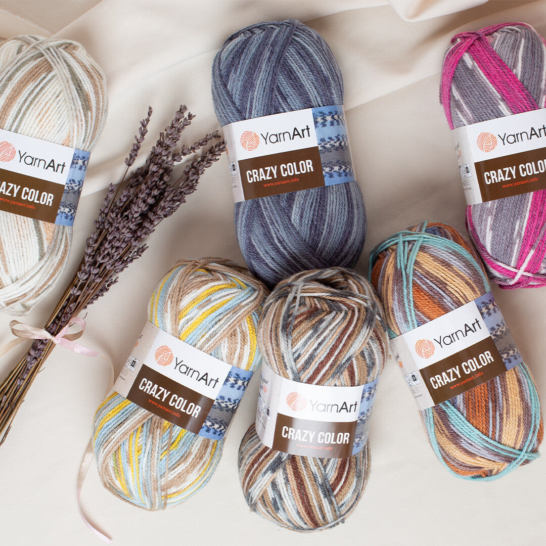 YarnArt Crazy Color Knitting Yarn, Variegated - 180