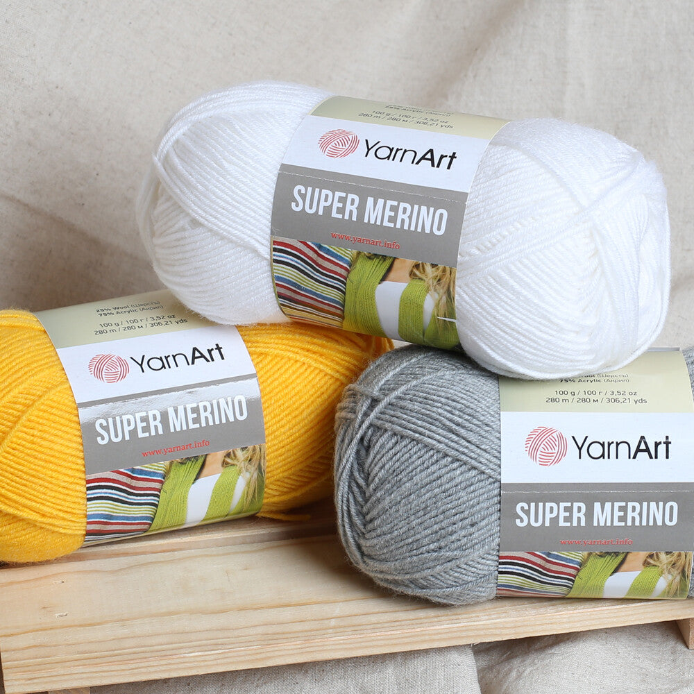 Yarnart Super Merino Yarn, Grey - 195