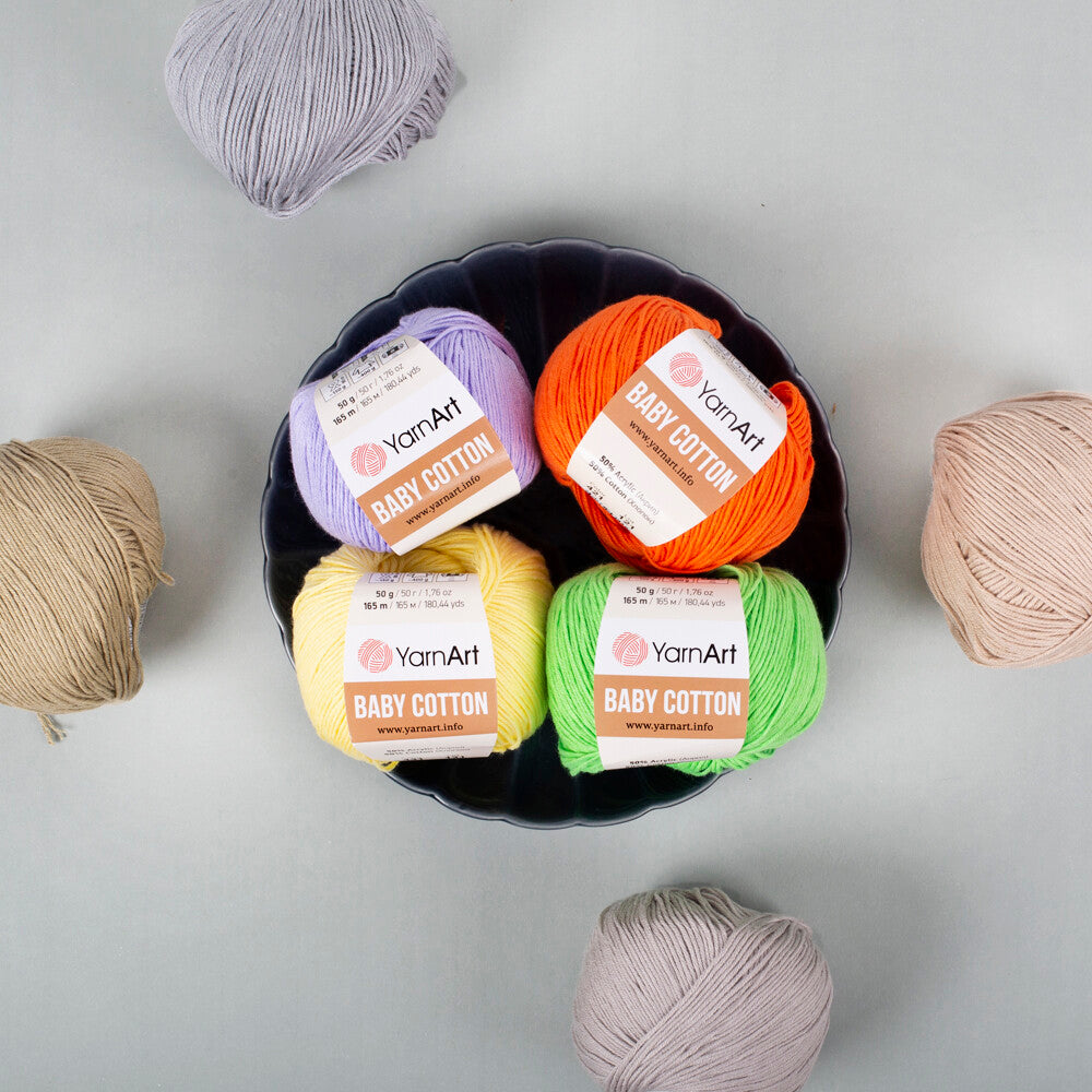 YarnArt Baby Cotton Knitting Yarn, White - 400