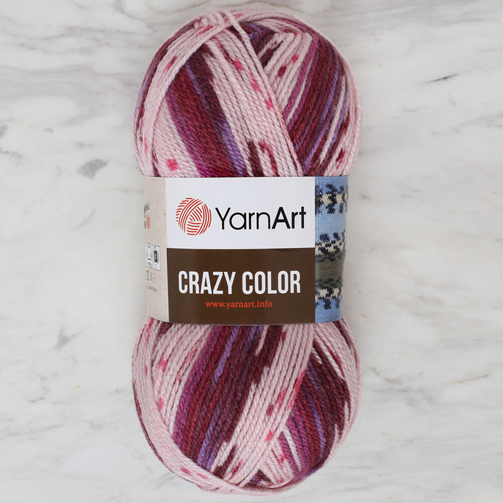 YarnArt Crazy Color Knitting Yarn, Variegated - 168