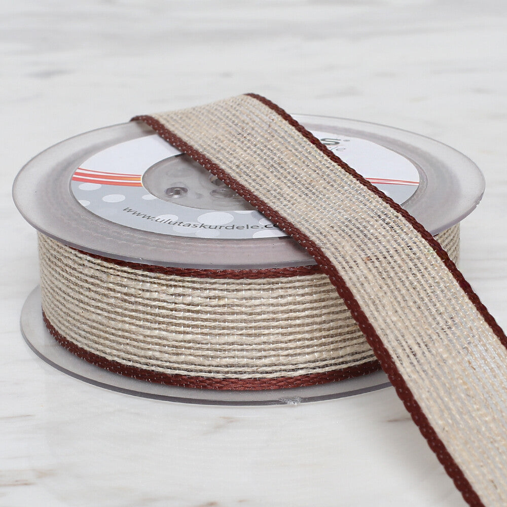   Ulutaş 2.5 cm 10 m Linen Ribbon, Brown