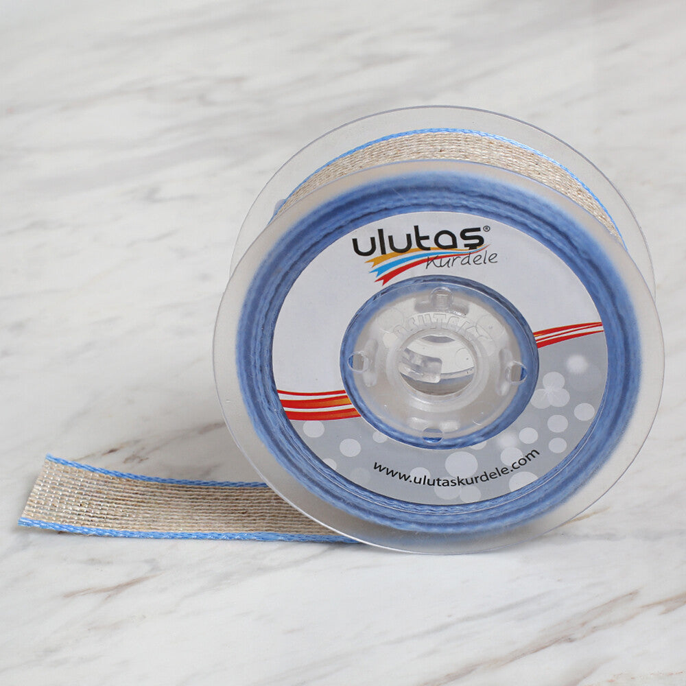   Ulutaş 2.5 cm 10 m Linen Ribbon, Blue