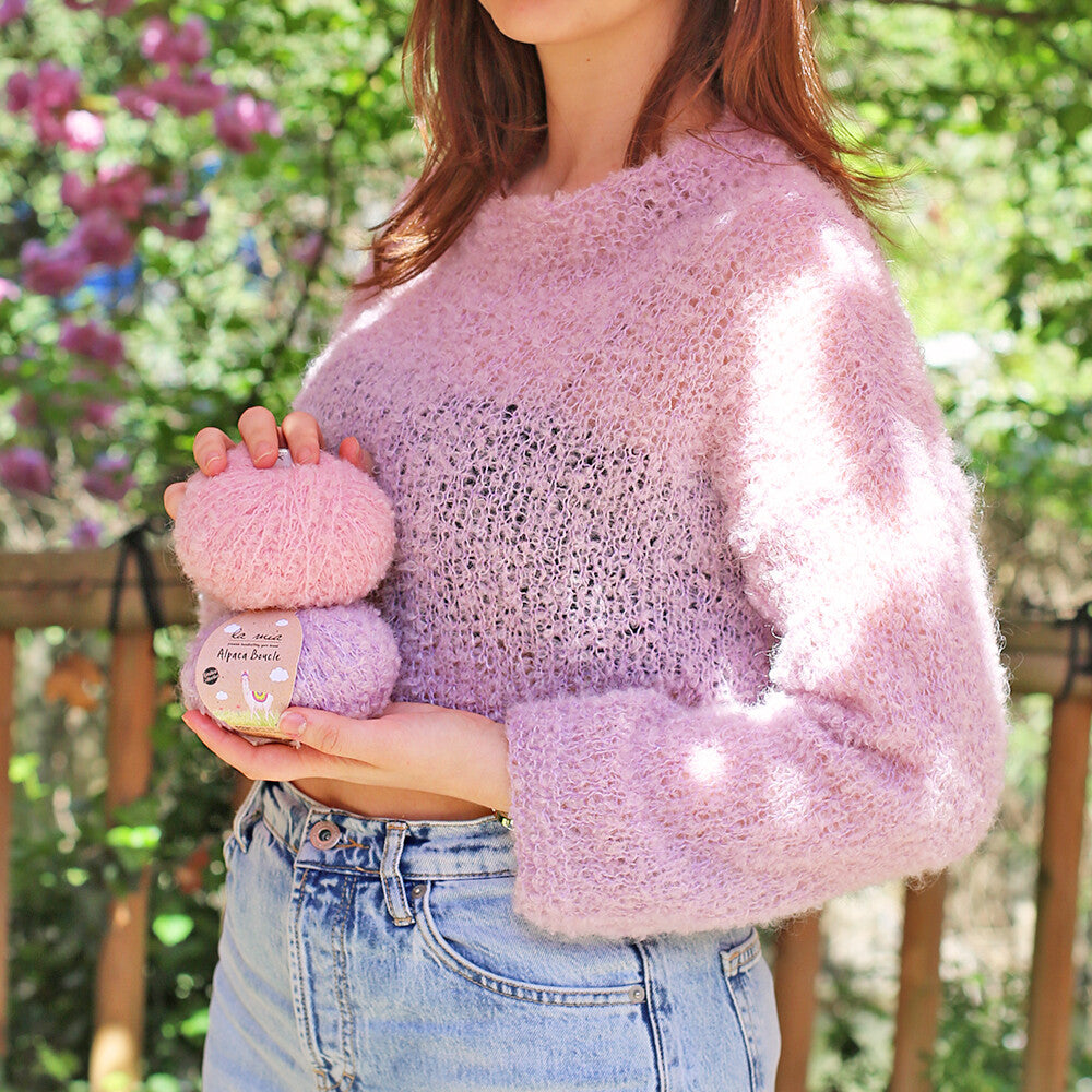 La Mia 50 Gr Alpaca Boucle Yarn, Lilac - L346