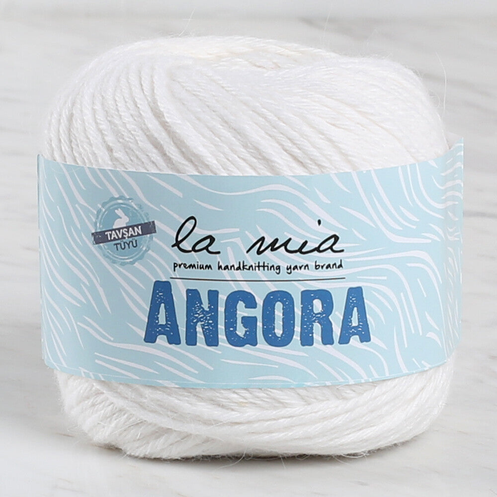 La Mia Angora 50gr Hand Knitting Yarn, White - L001