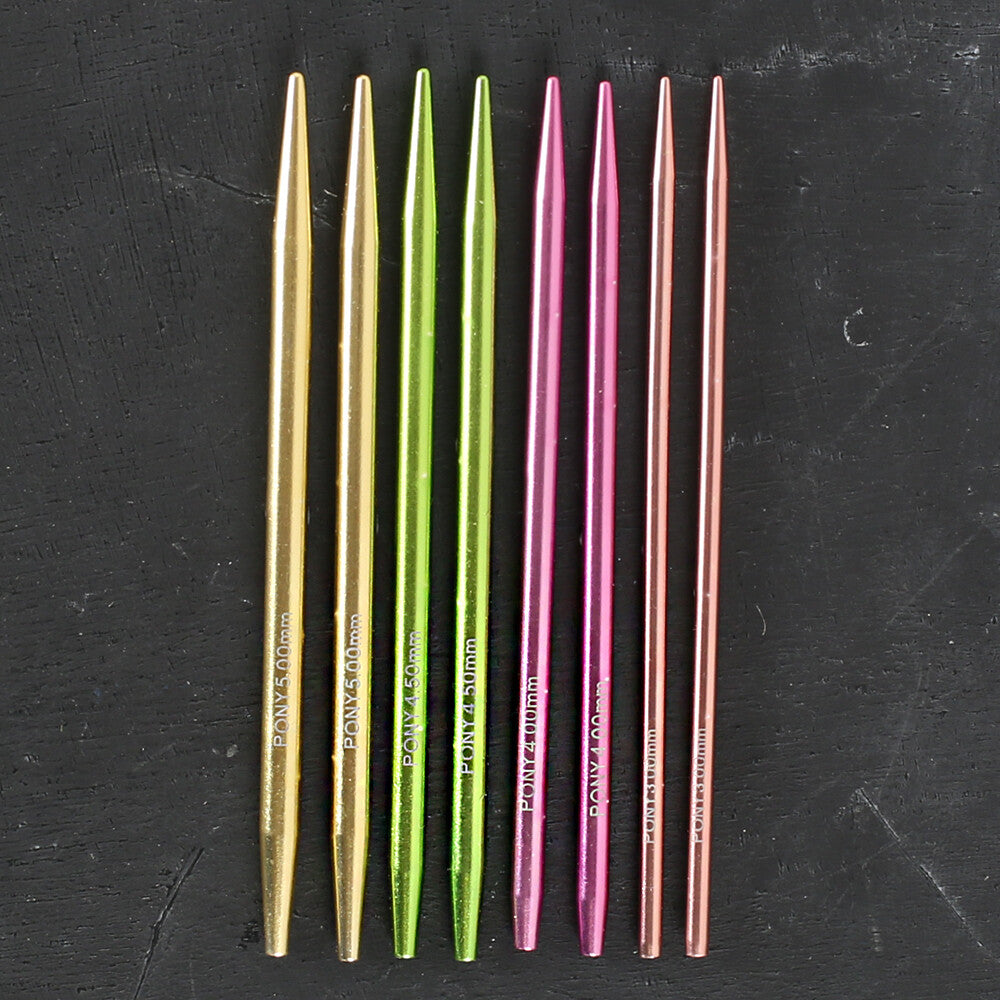 Pony Colour 4 Pairs Assorted Sizes Circular Interchangeable Knitting Needles - 61064/01