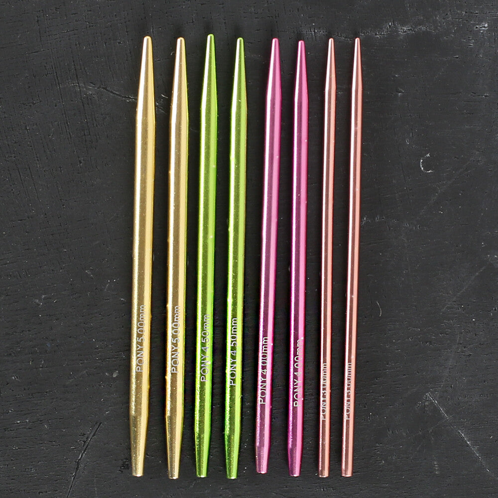 Pony Colour 4 Pairs Assorted Sizes Circular Interchangeable Knitting Needles - 61064/01