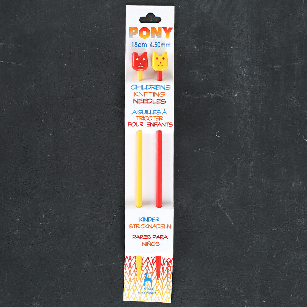 Pony 4.50mm 18cm Children's Plastic Knitting Needle - 61660