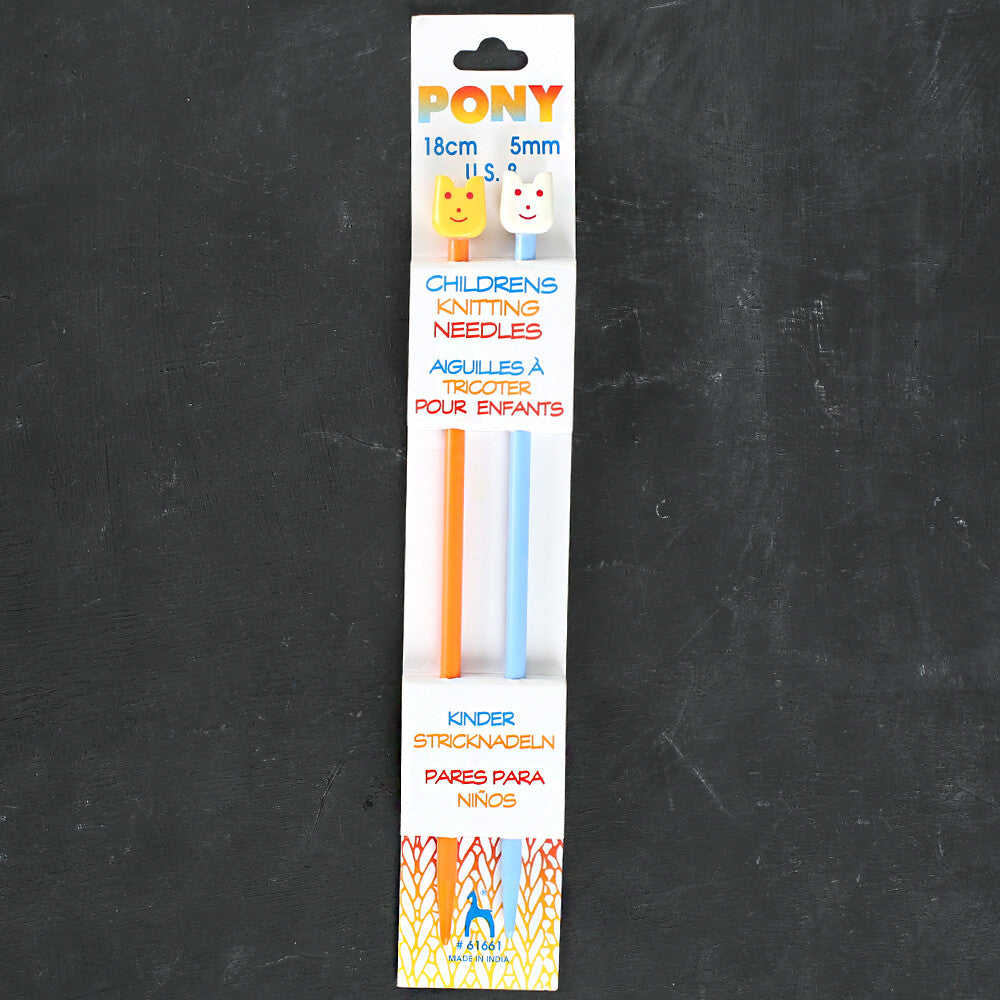 Pony 5mm 18cm Children's Plastic Knitting Needle - 61661