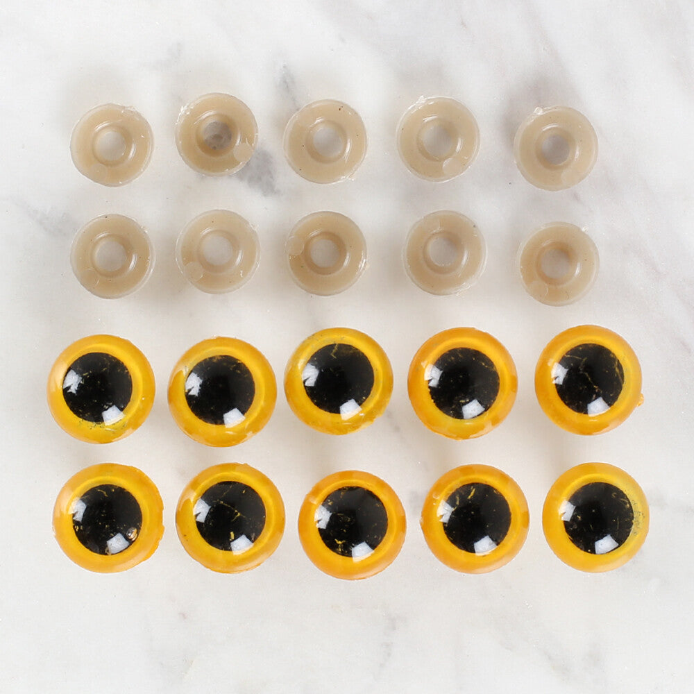 Loren 14 mm 5 Pairs Amigurumi Safety Plastic Eyes, Yellow