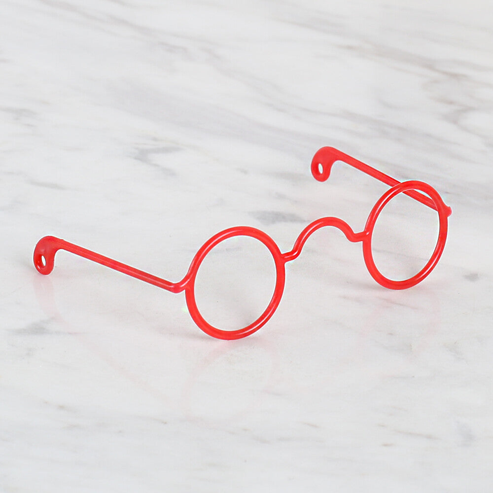 Loren Plastic Amigurumi Glasses, Red