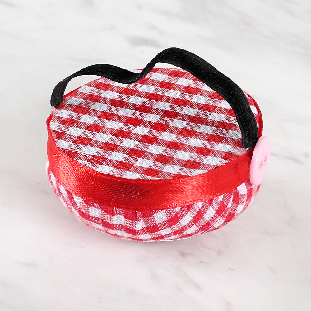 Loren Arm Pincushion, Red White Checkered Patterned