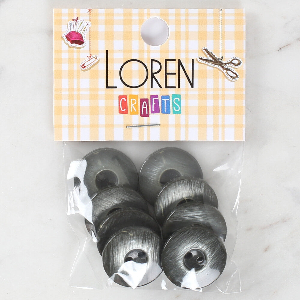 Loren Crafts 8 Pack Button, Black - 1152