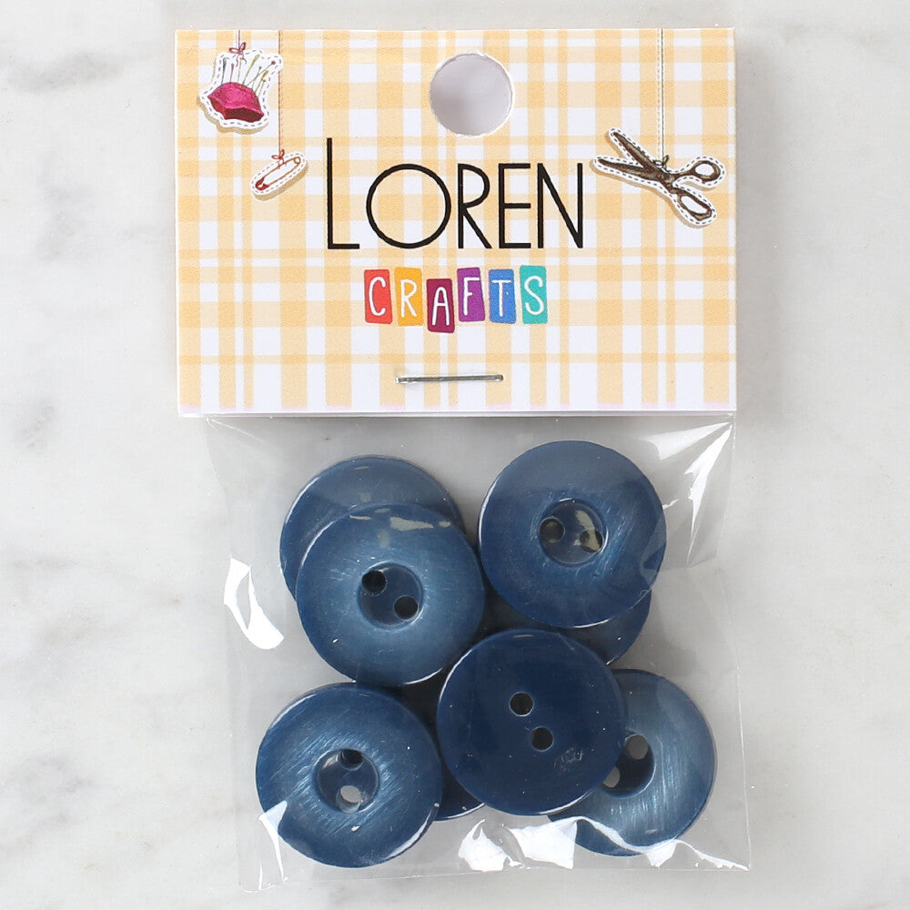 Loren Crafts 8 Pack Button, Blue - 1149