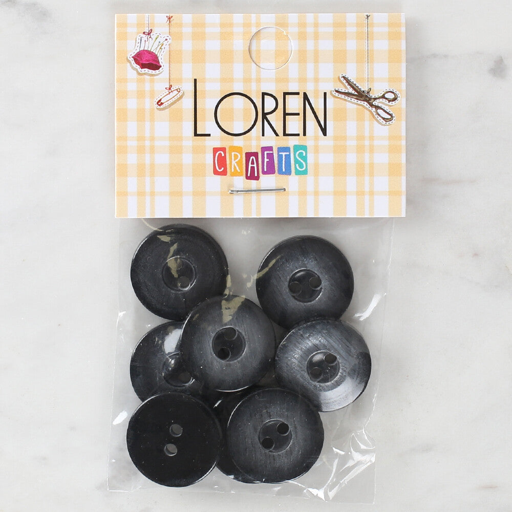 Loren Crafts 8 Pack Button, Black - 1146