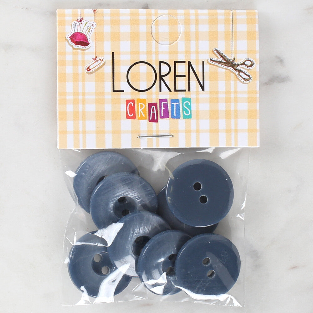 Loren Crafts 8 Pack Button, Blue - 1145