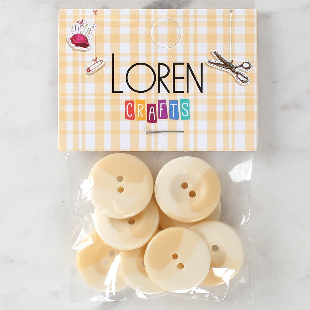 Loren Crafts 8 Pack Button, Cream - 1142
