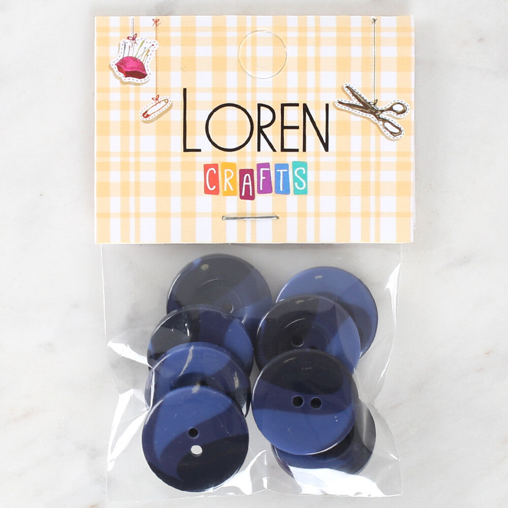 Loren Crafts 8 Pack Button, Blue - 1141
