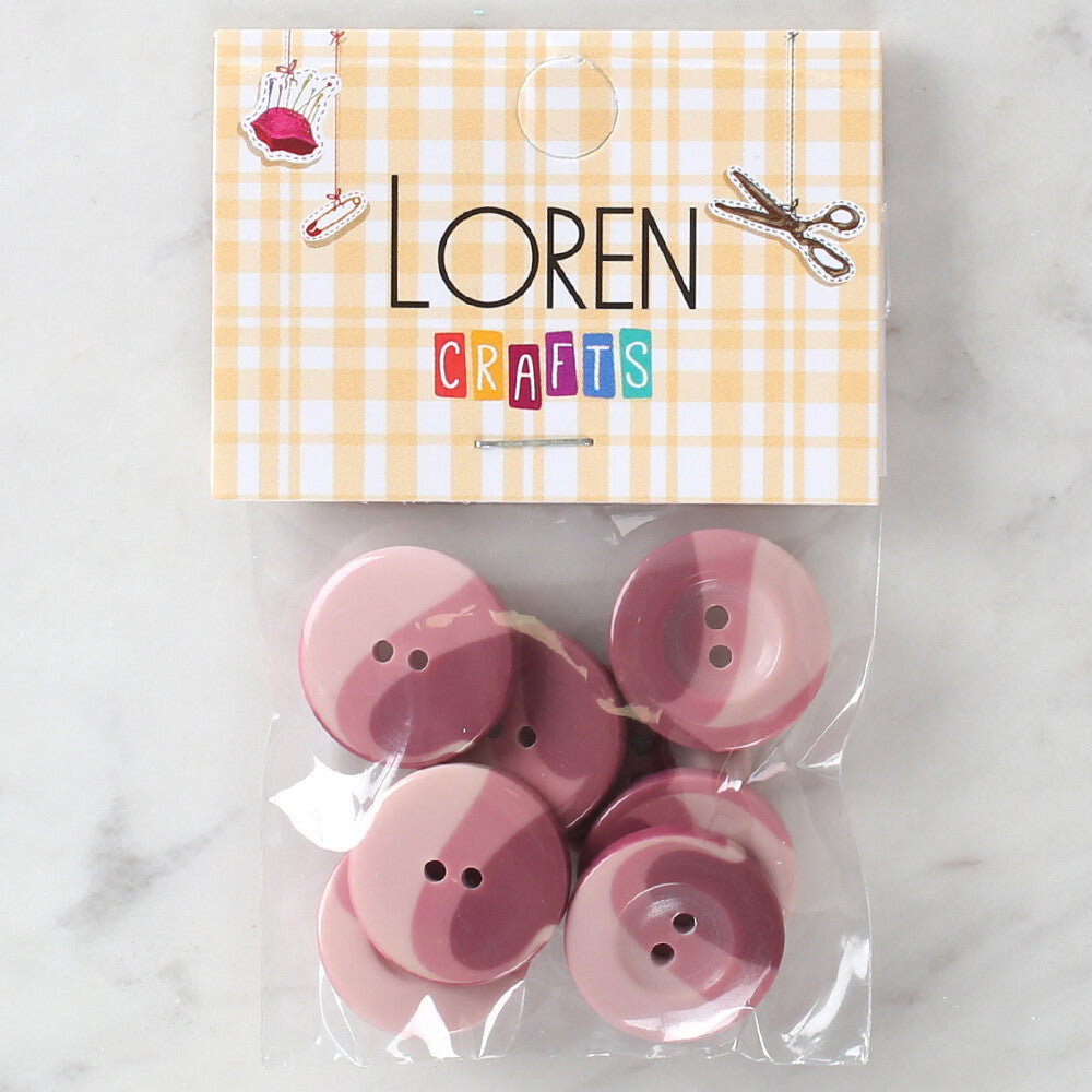 Loren Crafts 8 Pack Button, Dusty Pink - 1140