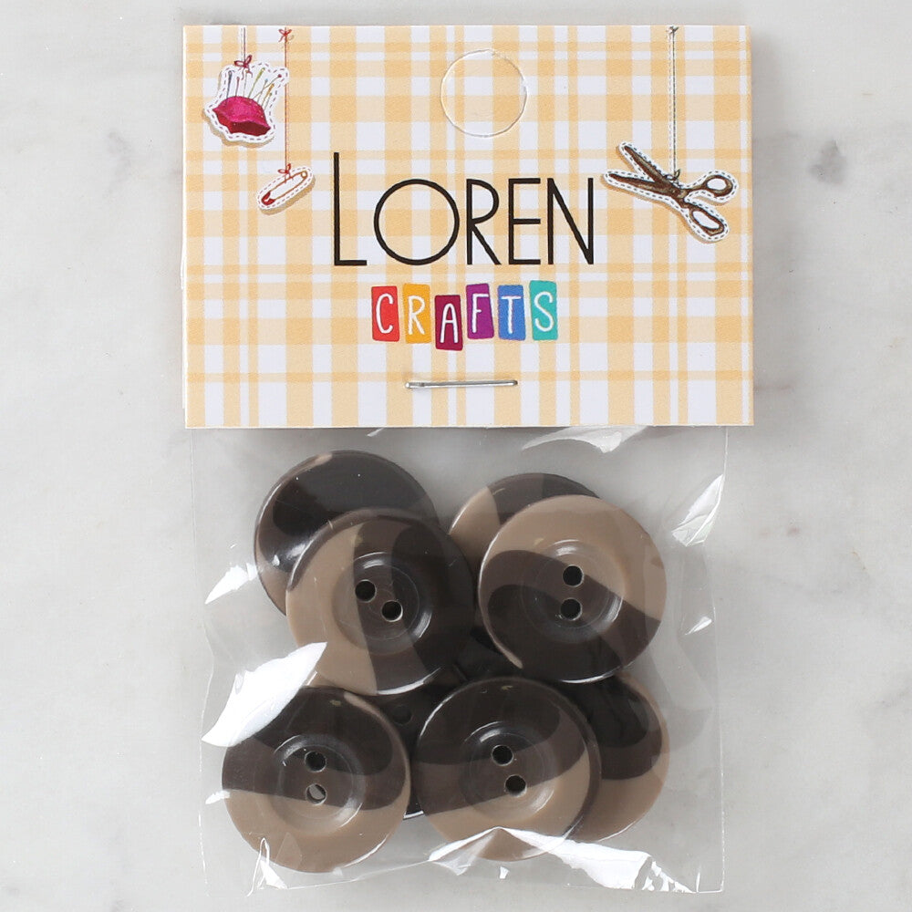 Loren Crafts 8 Pack Button, Brown - 1139