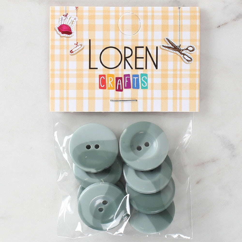 Loren Crafts 8 Pack Button, Green - 1138