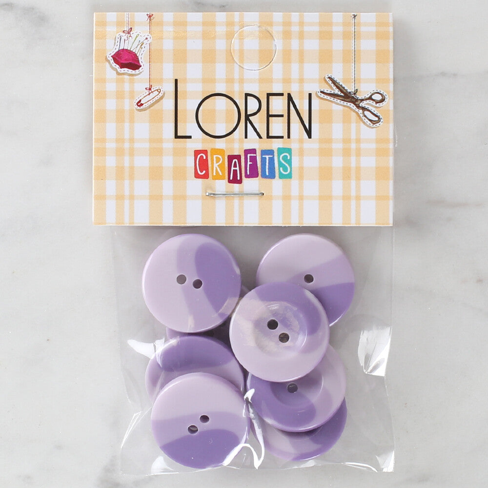 Loren Crafts 8 Pack Button, Purple - 1136