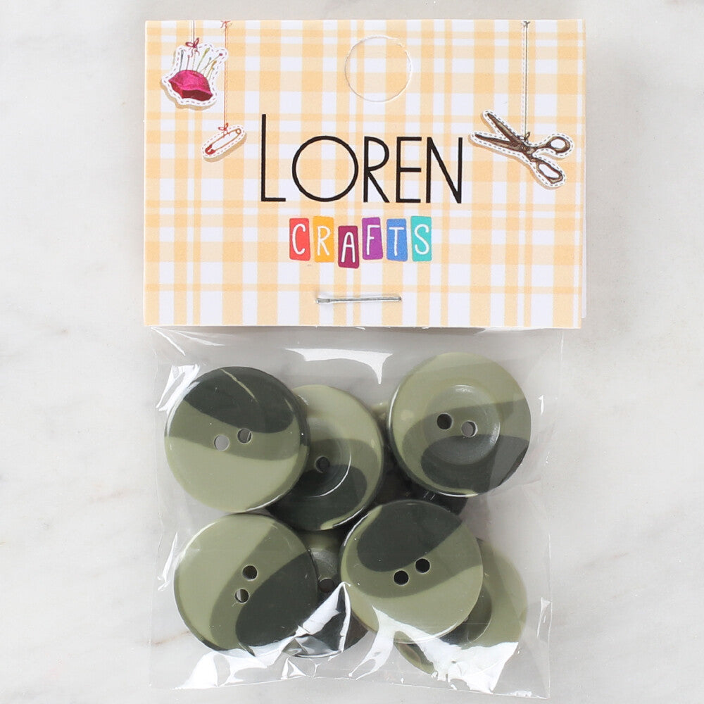 Loren Crafts 8 Pack Button, Green - 1135