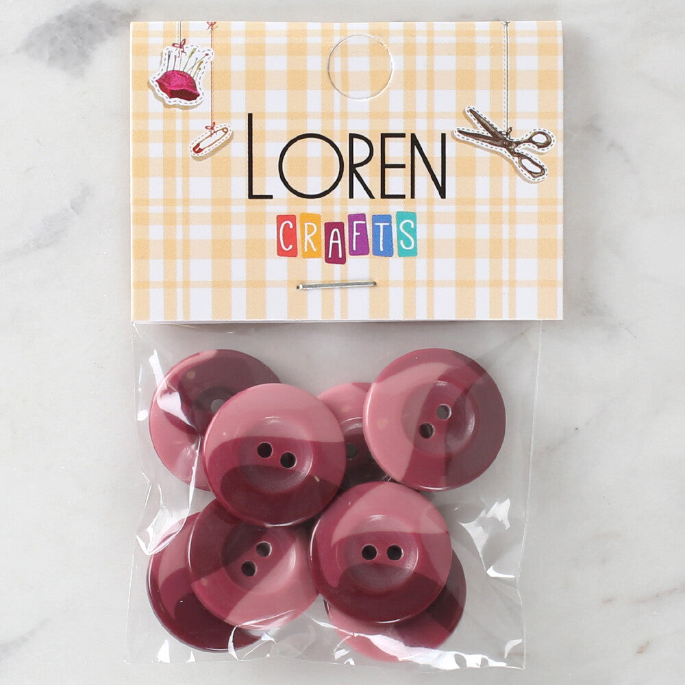 Loren Crafts 8 Pack Button, Dusty Pink- 1134
