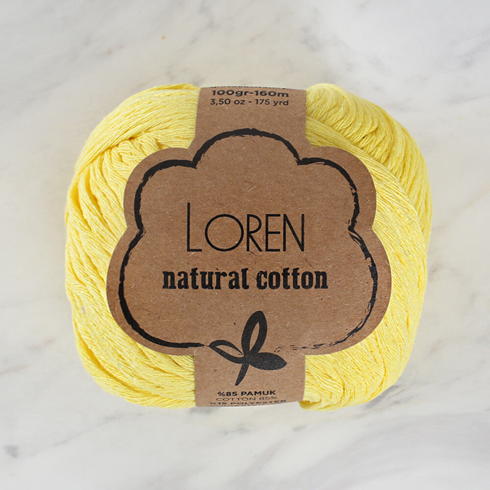 Loren Natural Cotton Yarn, Pastel Yellow - R086