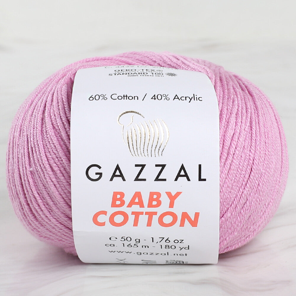 Gazzal Baby Cotton Knitting Yarn, Pink - 3422