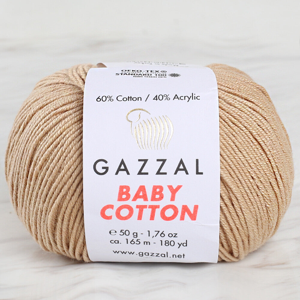 Gazzal Baby Cotton Knitting Yarn, Beige - 3424
