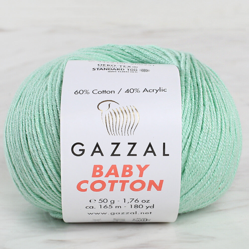 Gazzal Baby Cotton Knitting Yarn, Pale Green - 3425