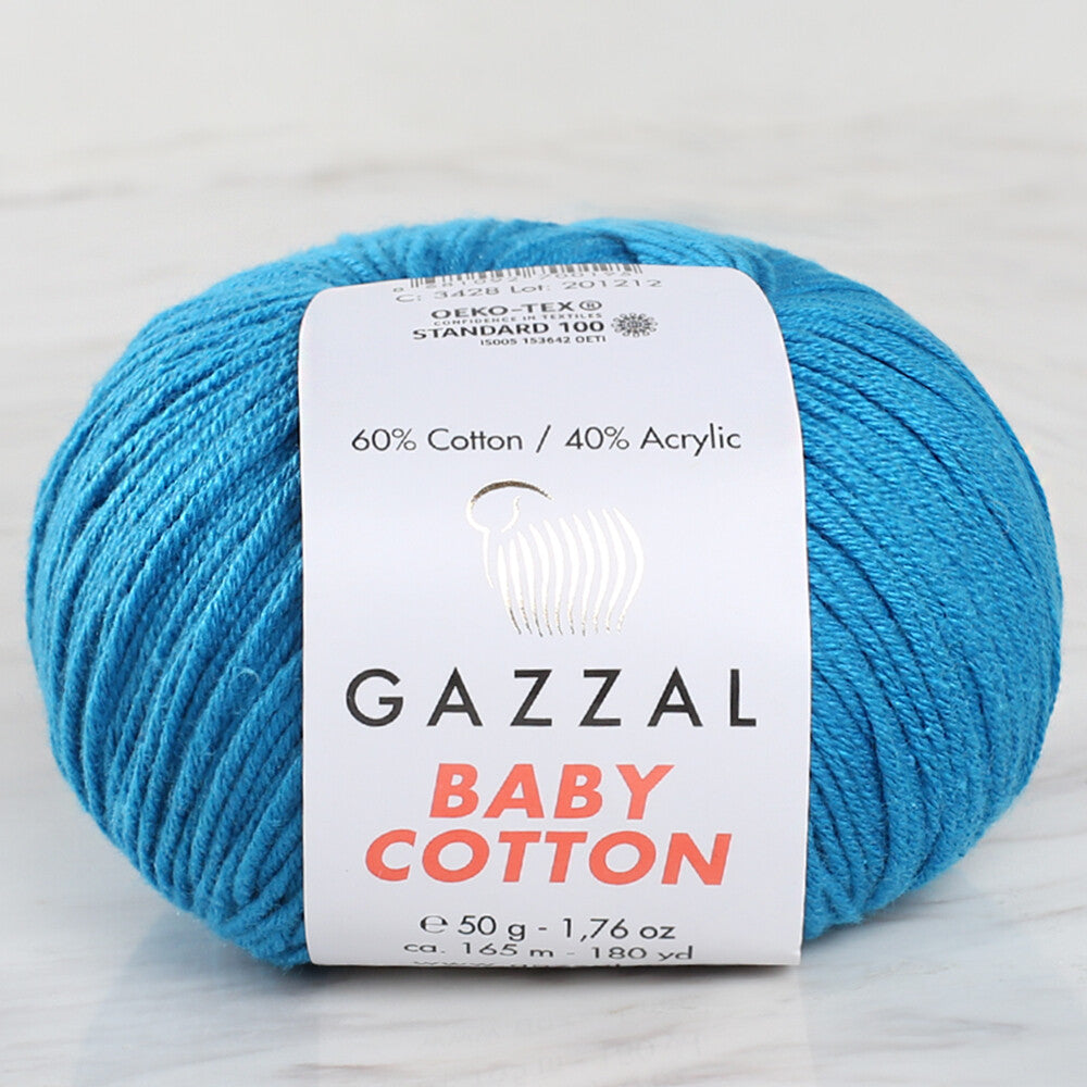 Gazzal Baby Cotton Knitting Yarn, Blue - 3428