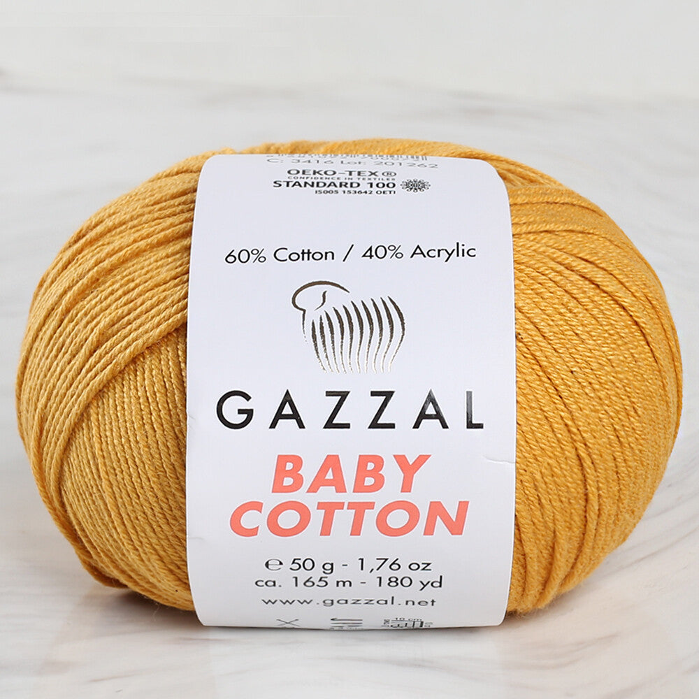 Gazzal Baby Cotton Knitting Yarn, Honey - 3447