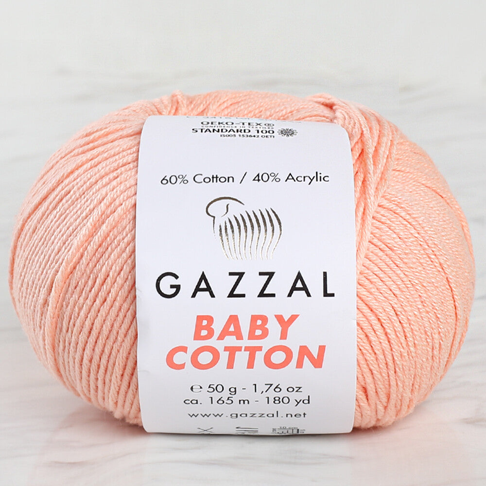Gazzal Baby Cotton Knitting Yarn, Pink Orange - 3412
