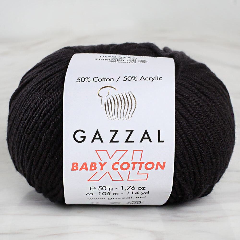 Gazzal Baby Cotton XL Baby Yarn, Black - 3433XL