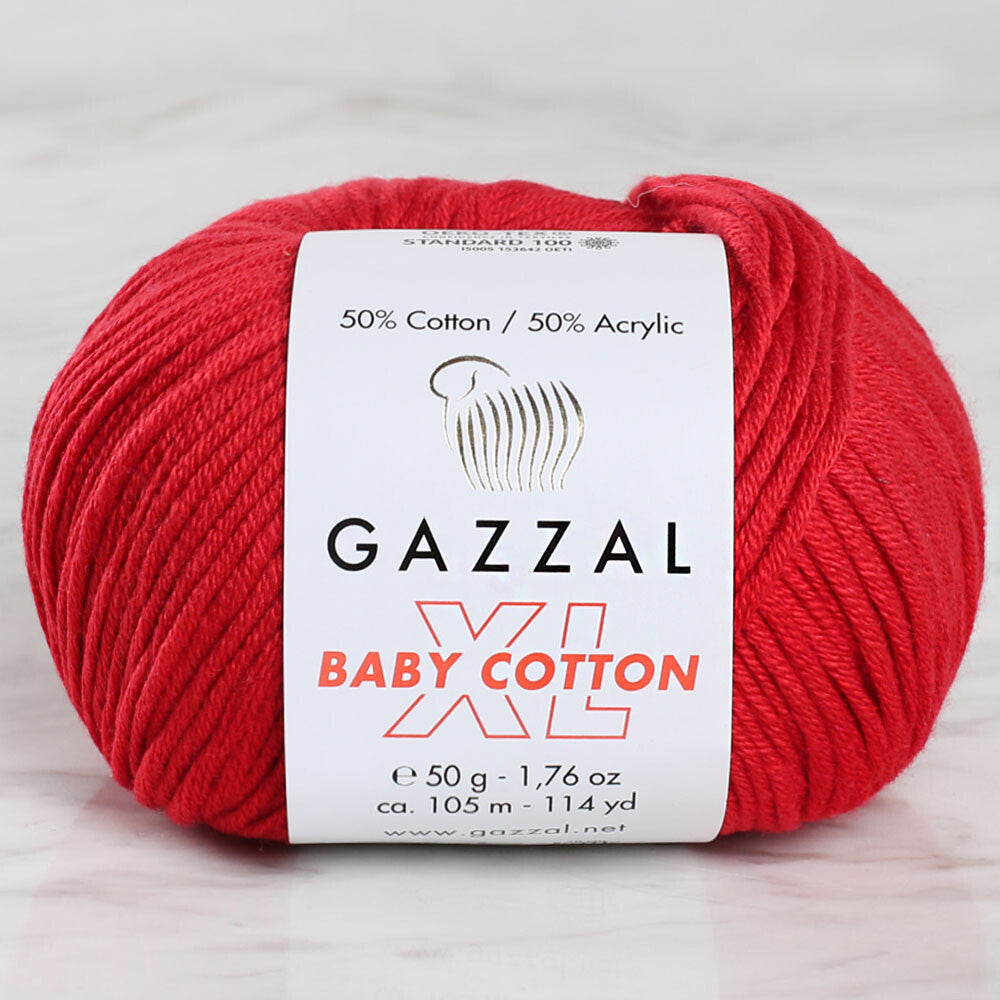 Gazzal Baby Cotton XL Baby Yarn, Red - 3439XL