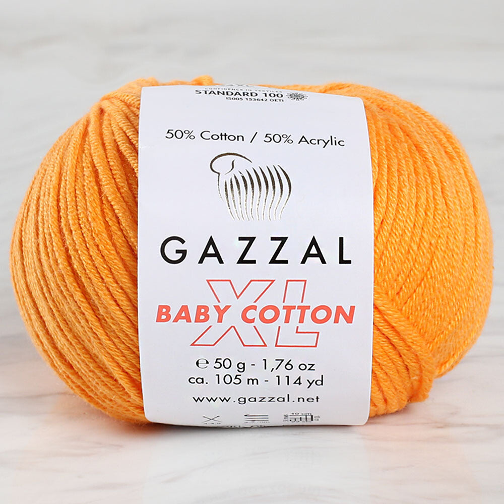 Gazzal Baby Cotton XL Baby Yarn, Orange - 3416XL