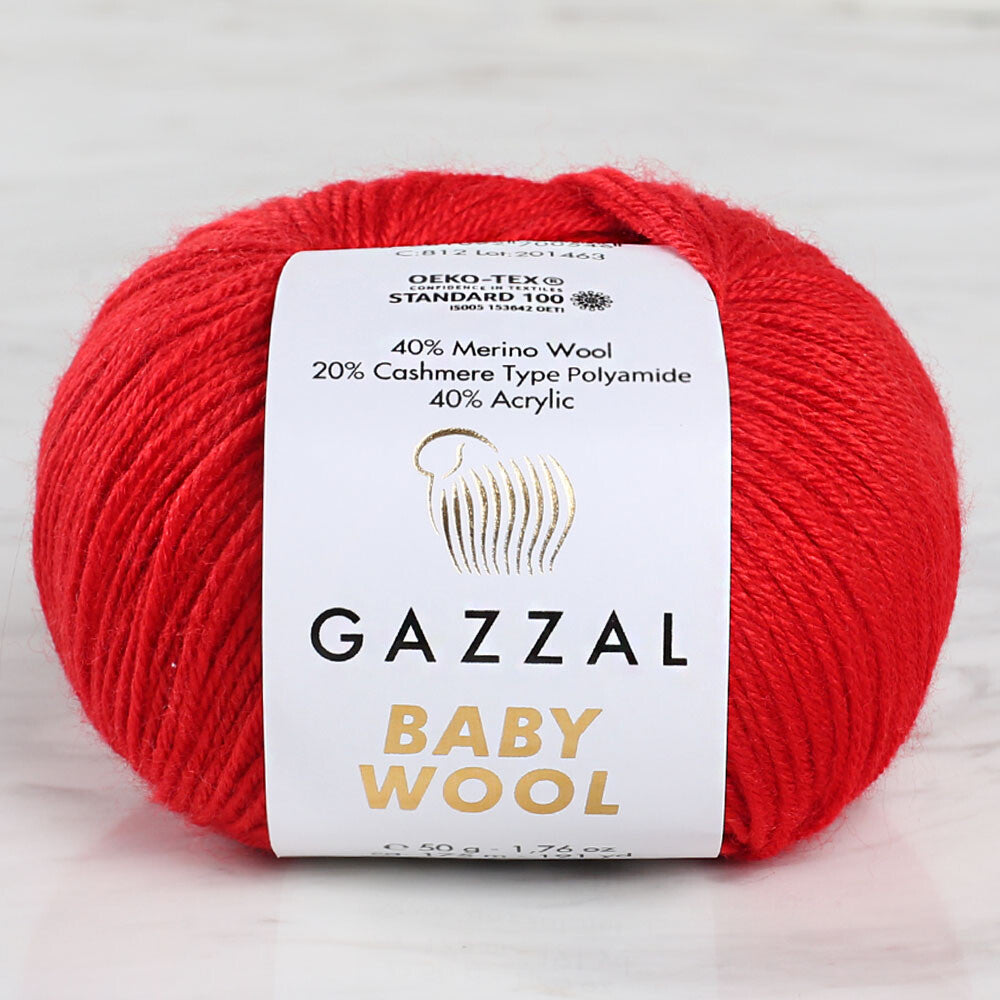 Gazzal Baby Wool Knitting Yarn, Red - 811