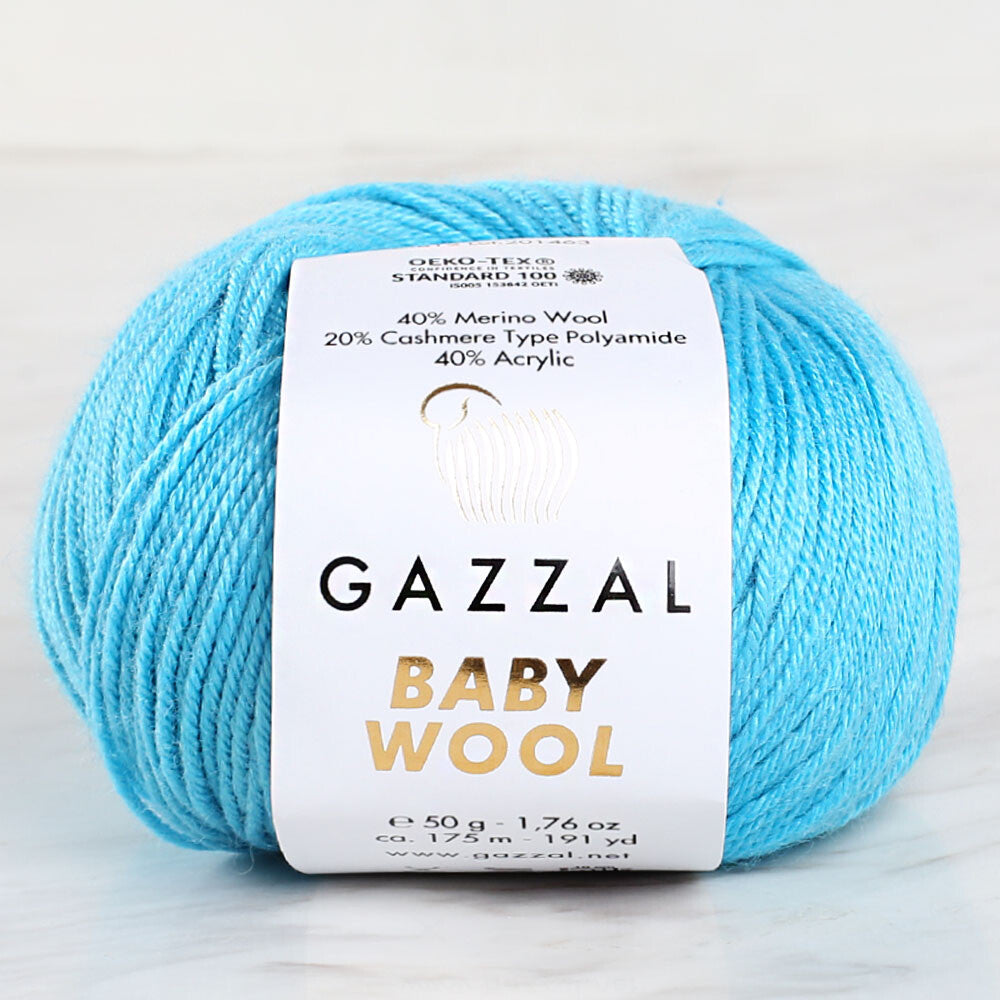 Gazzal Baby Wool Knitting Yarn, Blue - 820