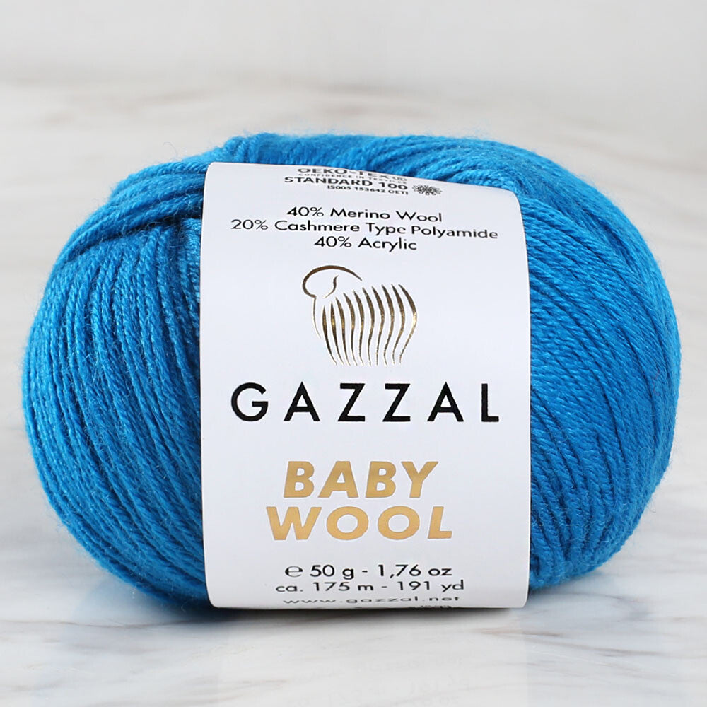 Gazzal Baby Wool Knitting Yarn, Blue - 822