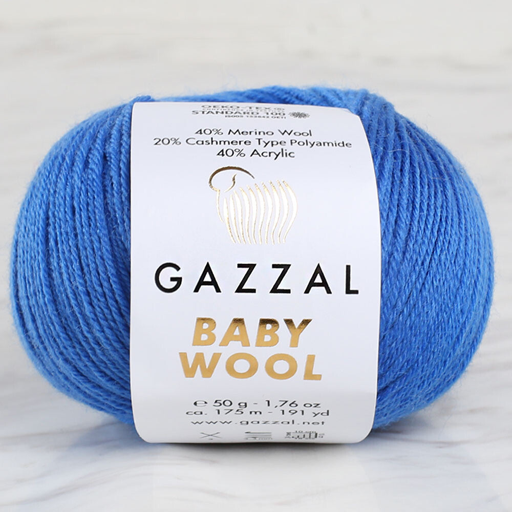 Gazzal Baby Wool Knitting Yarn, Blue - 830