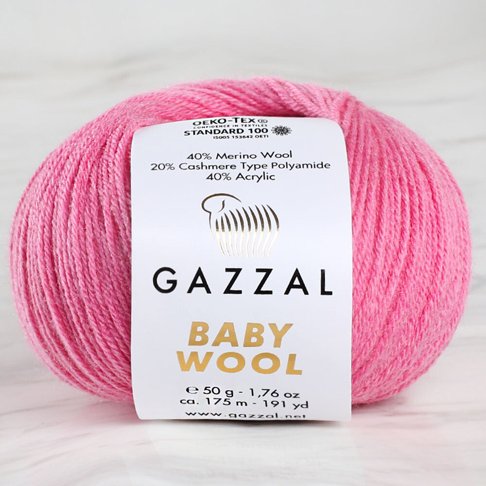 Gazzal Baby Wool Knitting Yarn, Pink - 831