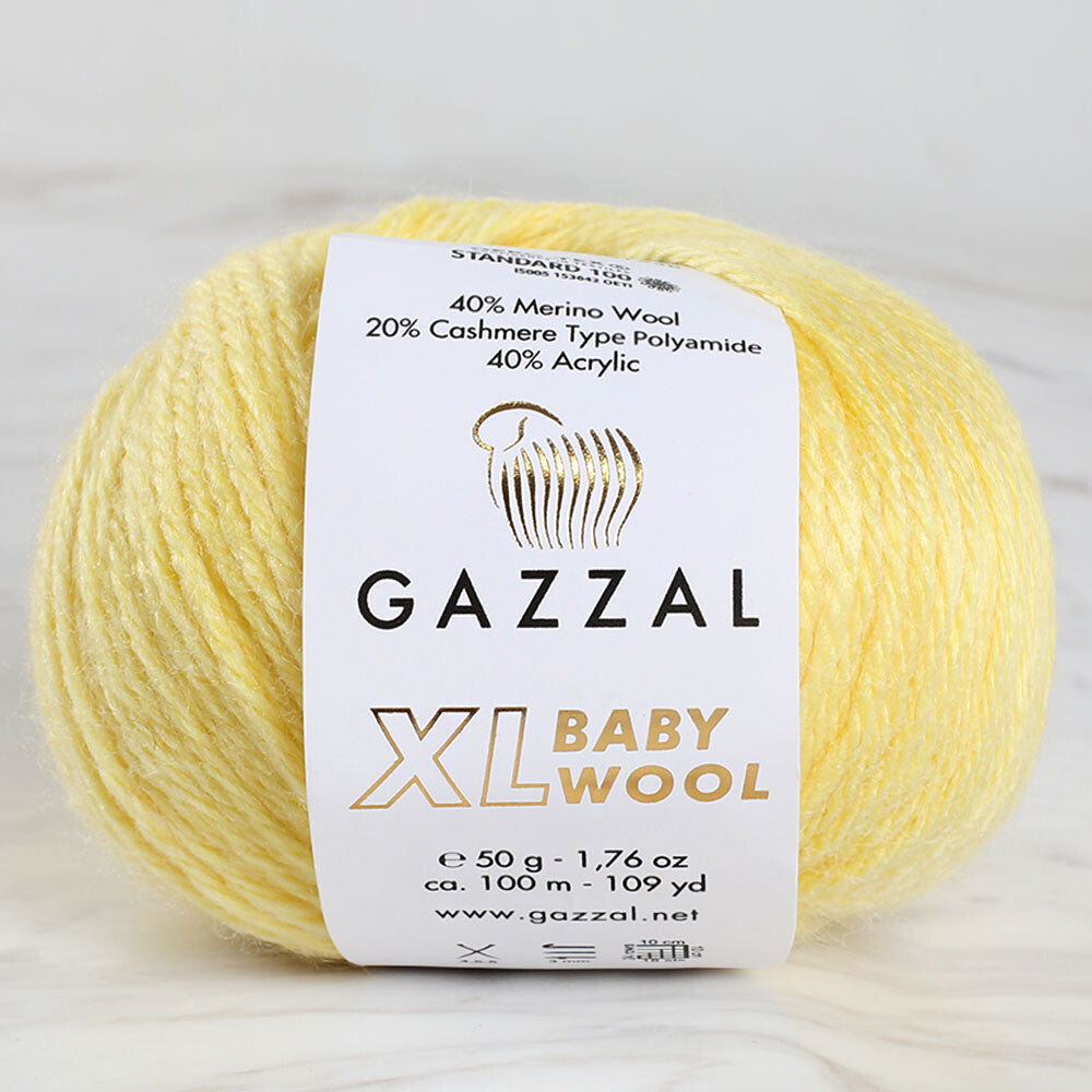 Gazzal Baby Wool XL Knitting Yarn, Yellow - 833XL