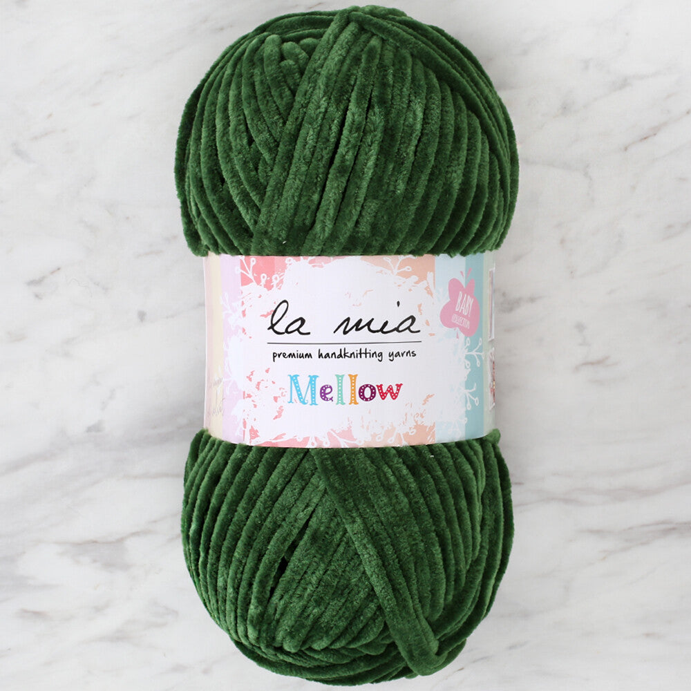 La Mia Mellow Chenille Yarn, Green - 938