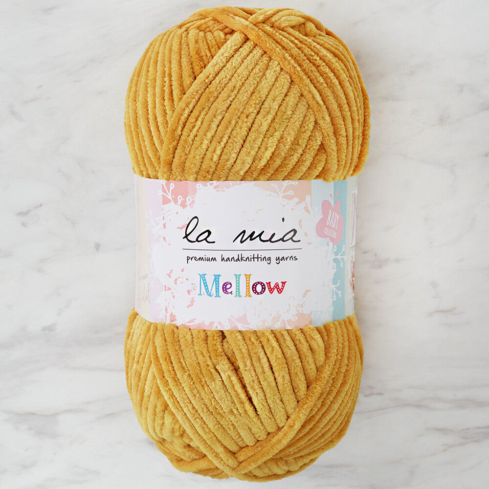La Mia Mellow Chenille Yarn, Dark Yellow - 916