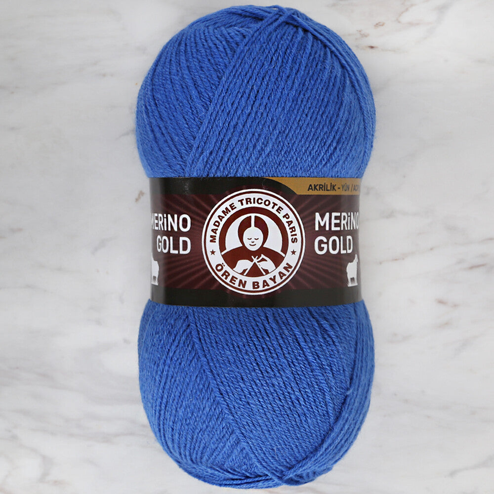   Madame Tricote Paris Merino Gold Knitting Yarn, Blue - 015