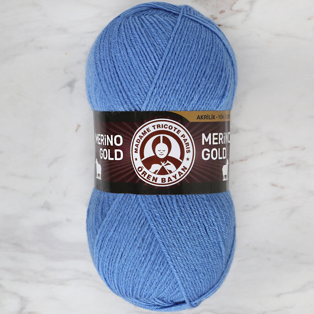   Madame Tricote Paris Merino Gold Knitting Yarn, Blue - 016