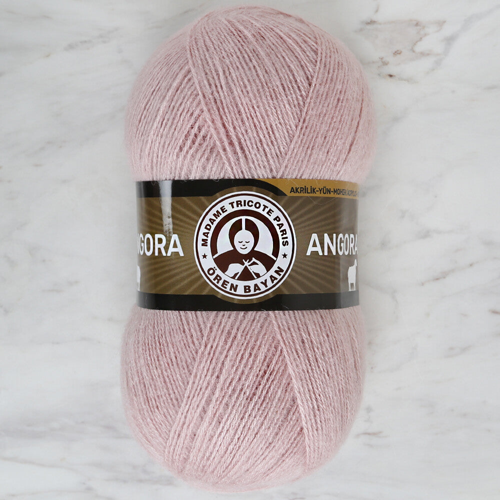 Madame Tricote Paris Angora Knitting Yarn, Powder Pink -124