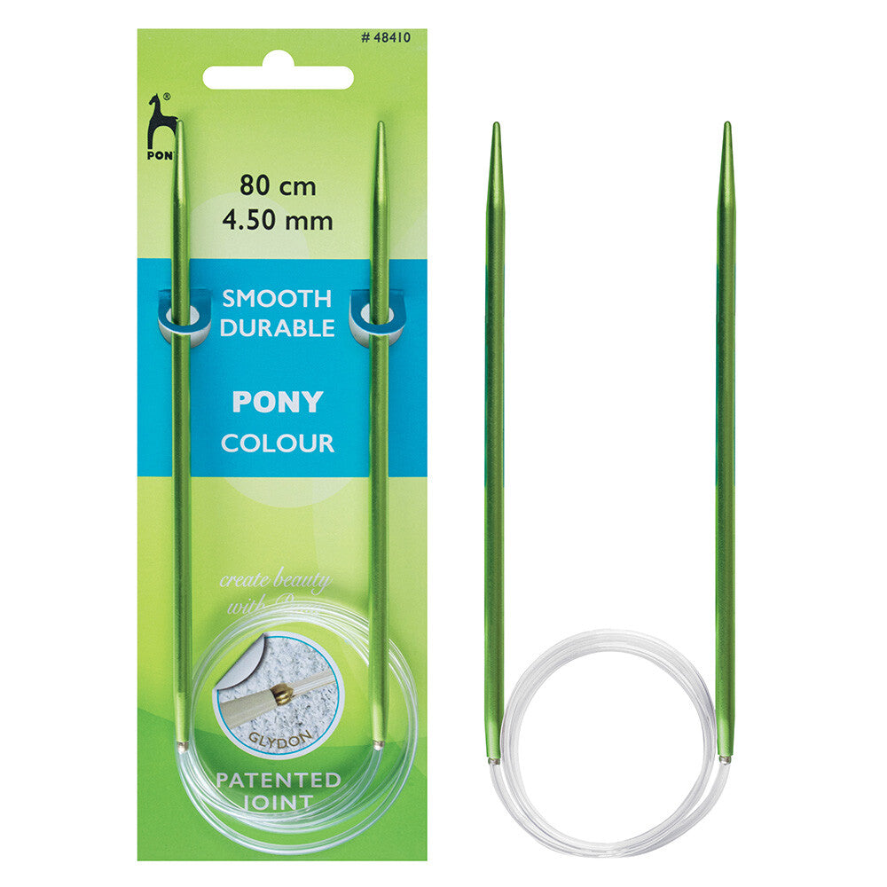 Pony Colour Smooth Durable 80 cm 4.50mm Circular Knitting Needle, Green - 48410