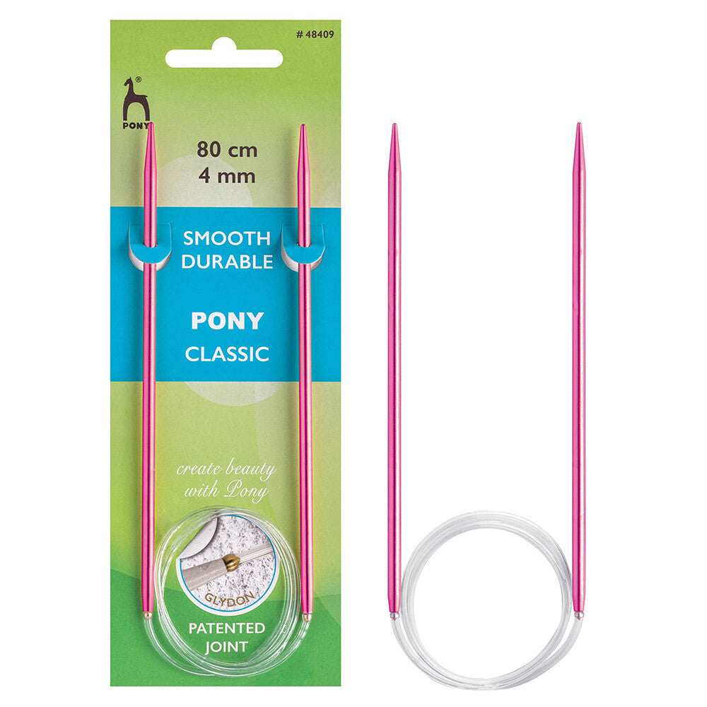 Pony Colour Smooth Durable 80 cm 4mm Circular Knitting Needle, Pink - 48409